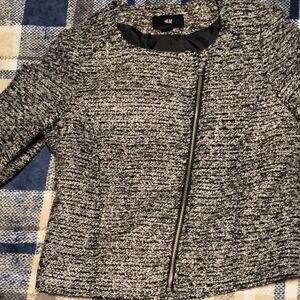 H&M Women's Black and White Textured Blazer
